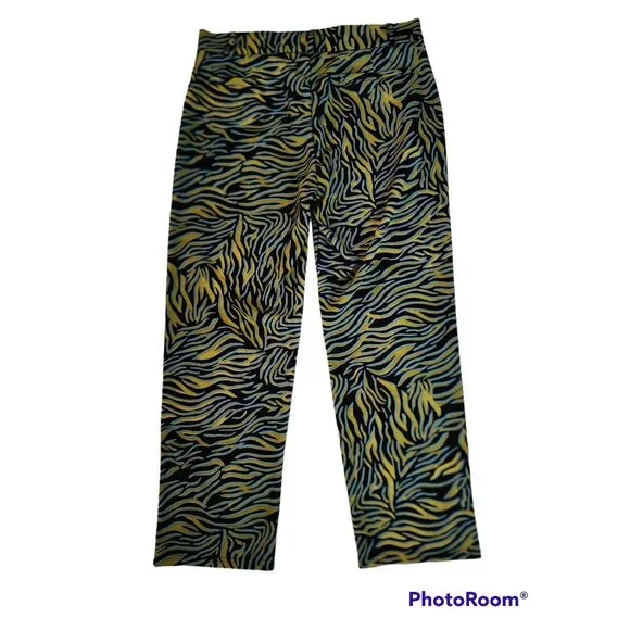 Be Proud Women's Multicolor Animal Print Flat Front Straight Leg Pants Large NWT - Picture 3 of 12
